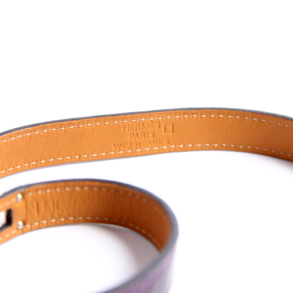 Kelly Double Tour Alligator Leather Bracelet Purple/Silver