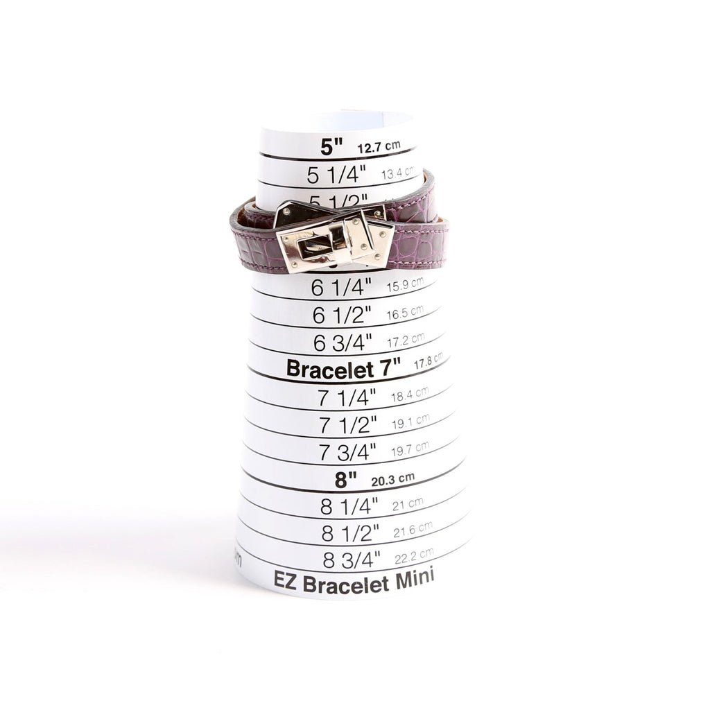 Kelly Double Tour Alligator Leather Bracelet Purple/Silver