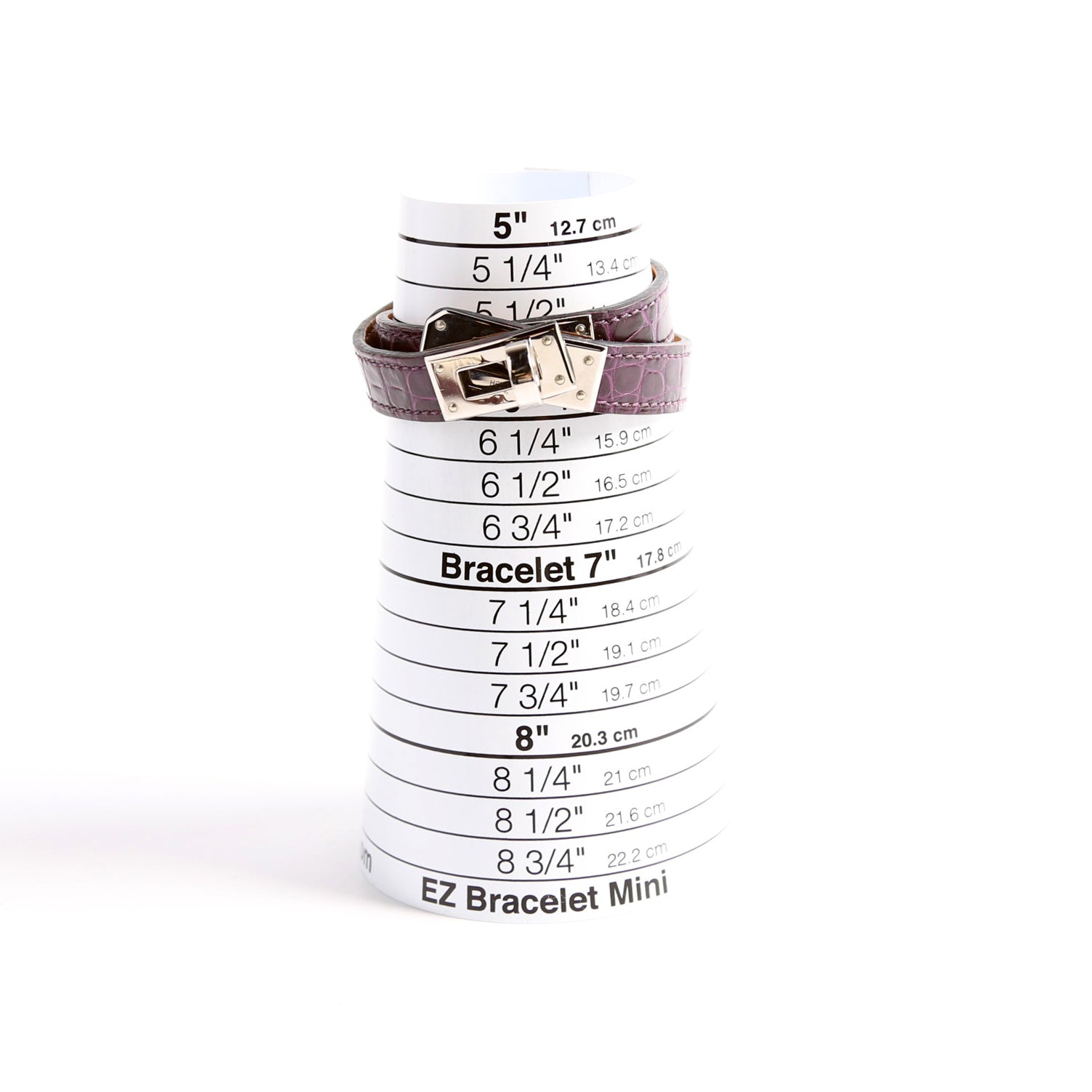 Kelly Double Tour Alligator Leather Bracelet Purple/Silver