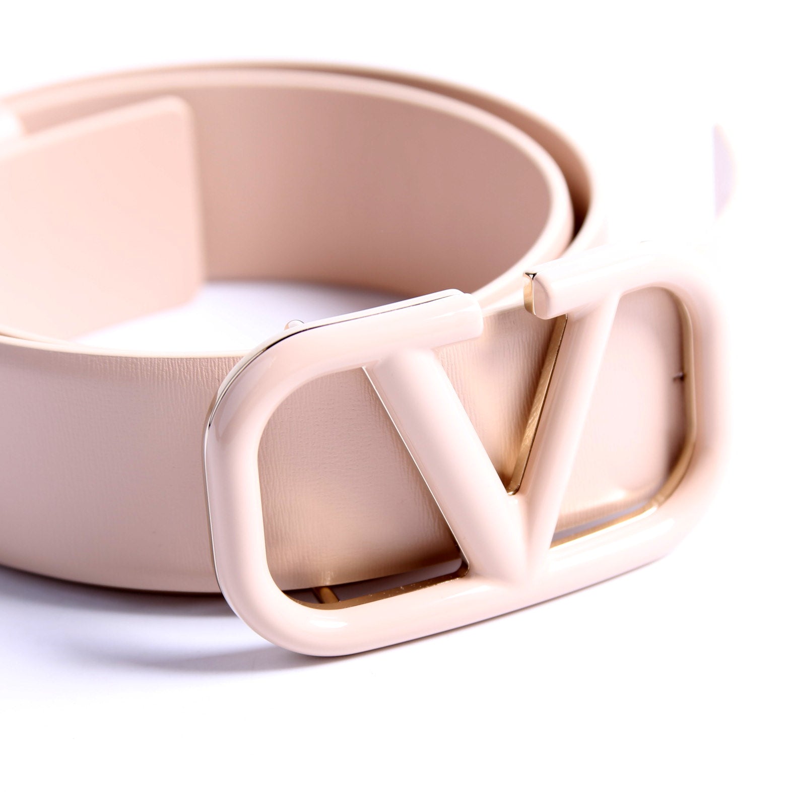 VLogo Thin Leather Belt Size 85/34 Beige