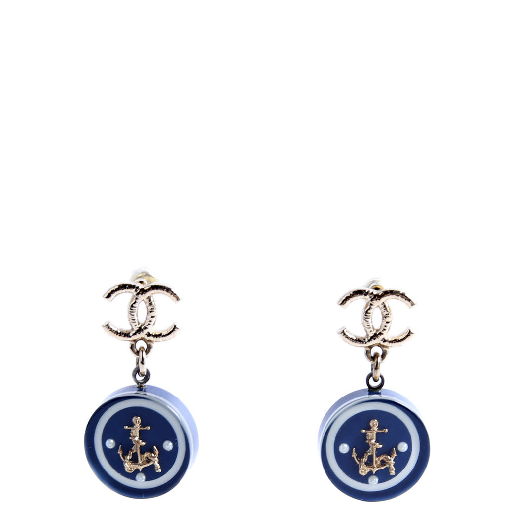 CC Sailing Drop Earrings Navy/Gold