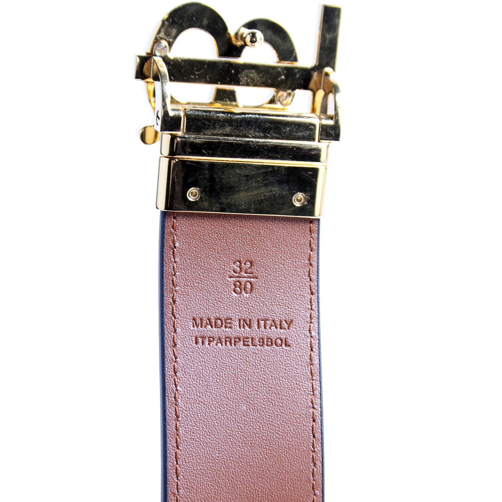 TB Logo Leather Reversible Belt Size 80/32 Black/Brown