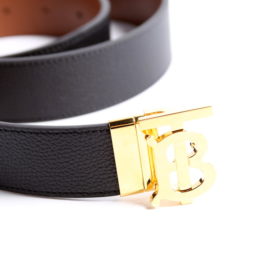 TB Logo Leather Reversible Belt Size 80/32 Black/Brown