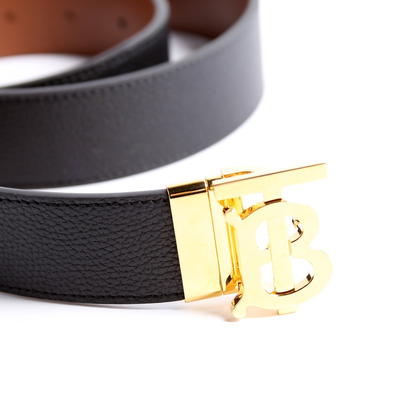 TB Logo Leather Reversible Belt Size 80/32 Black/Brown