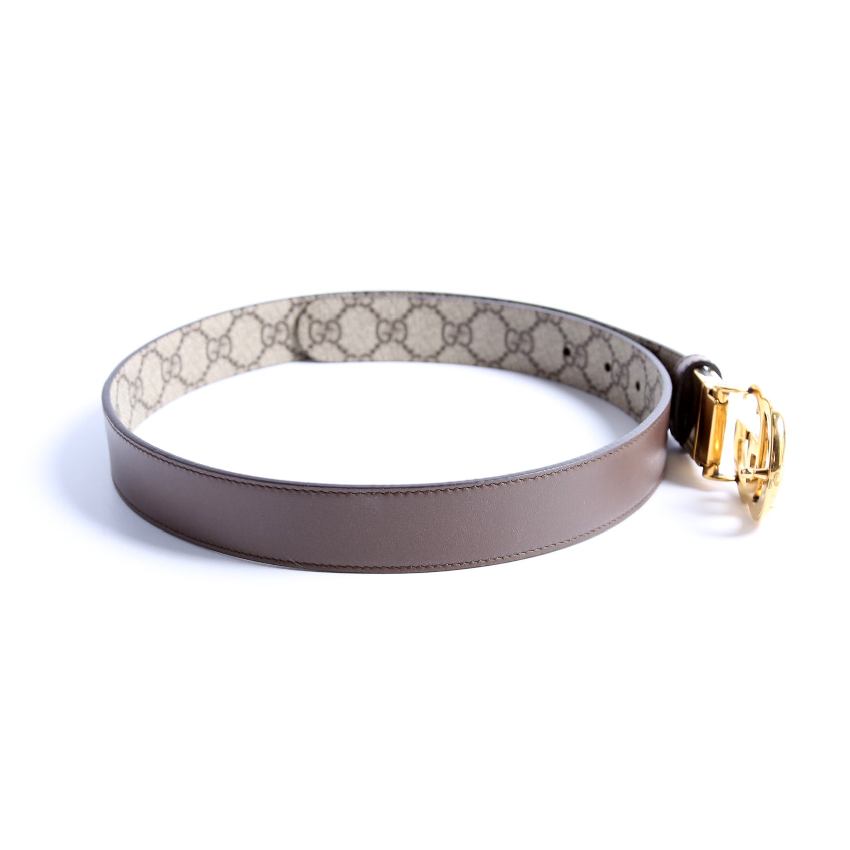 659417 GG Marmont Reversible Leather Belt Size 80/32 Beige/Brown