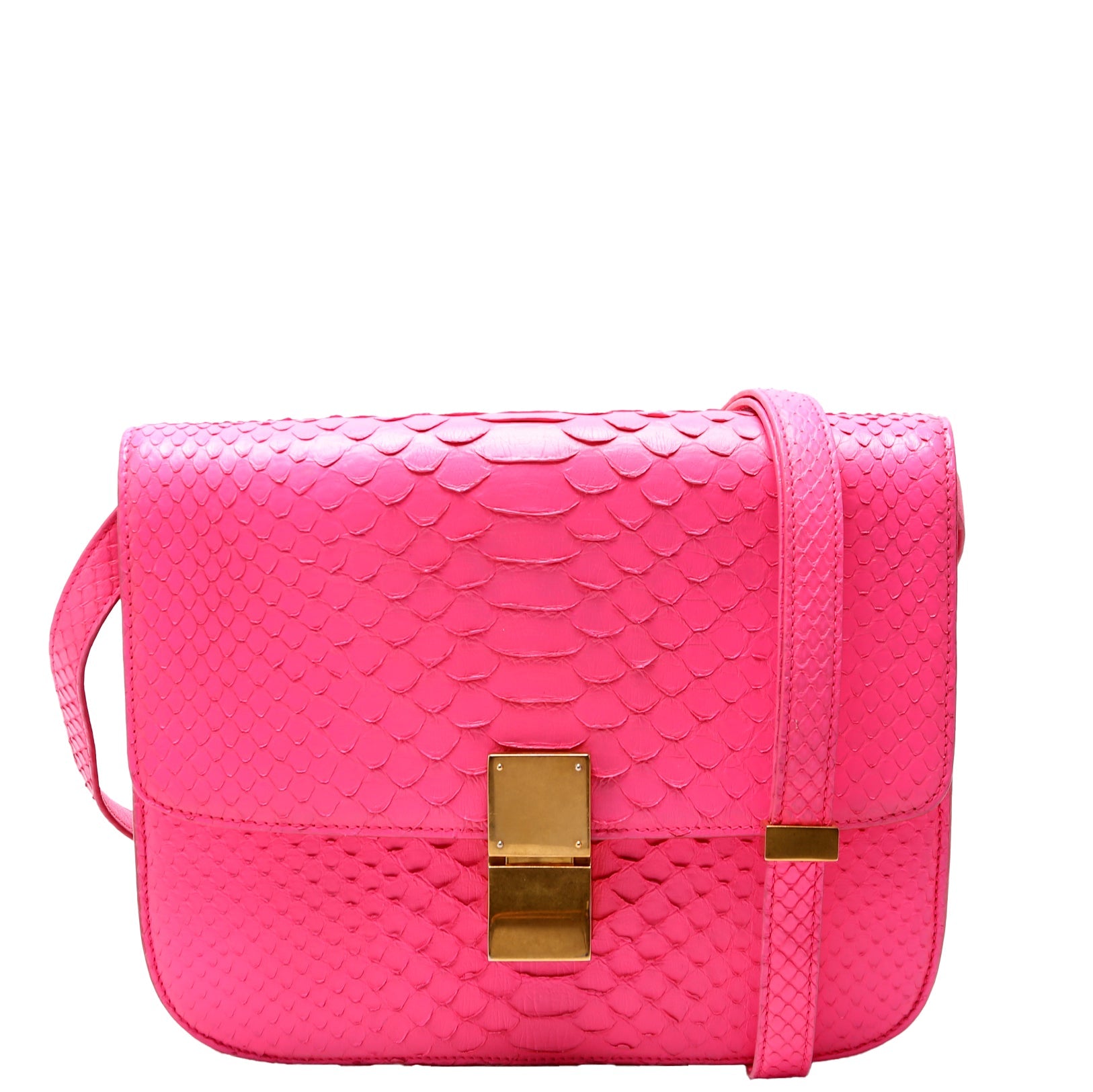 Classic Box Bag Python Medium Pink