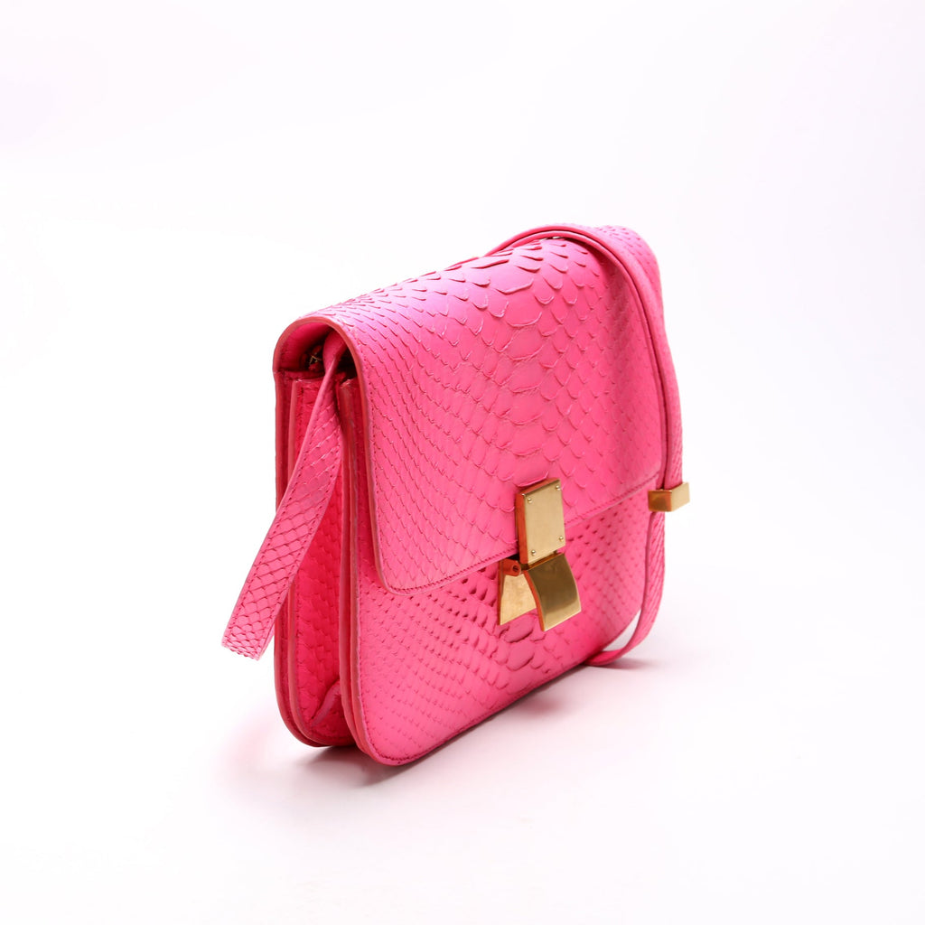 Classic Box Bag Python Medium Pink