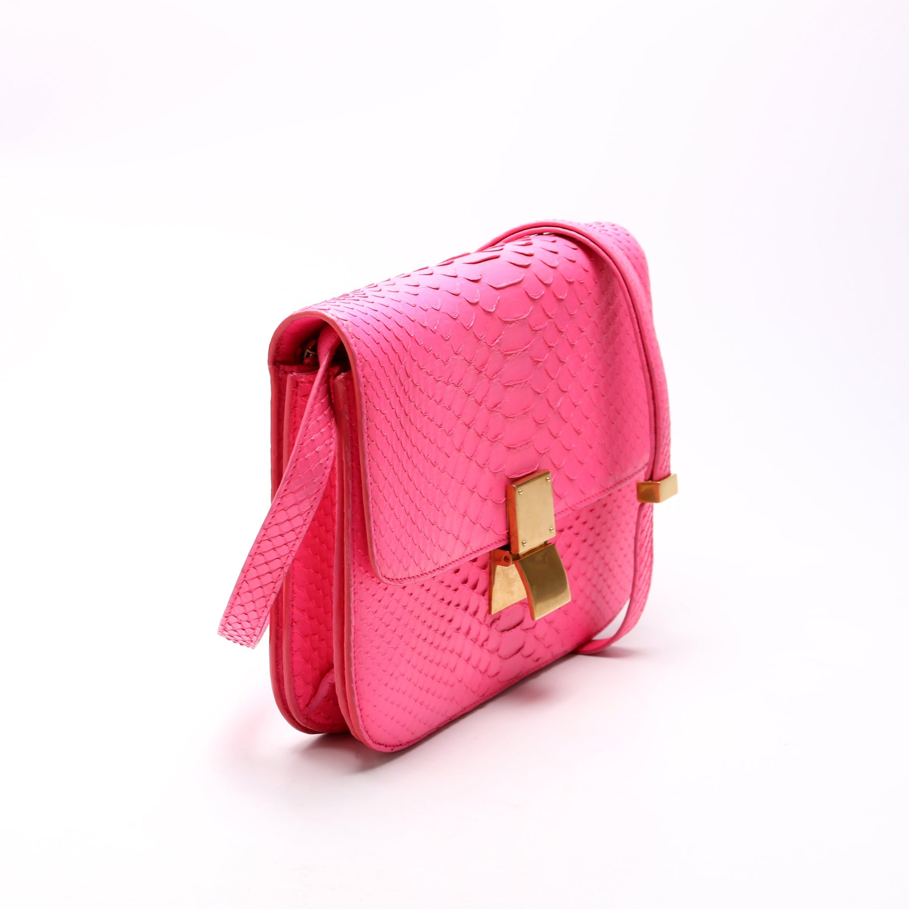 Classic Box Bag Python Medium Pink