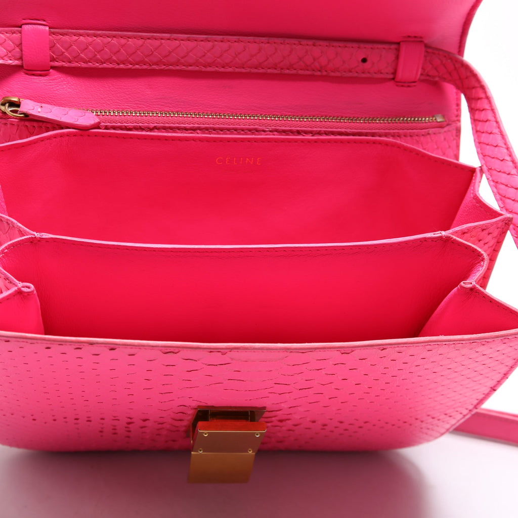 Classic Box Bag Python Medium Pink