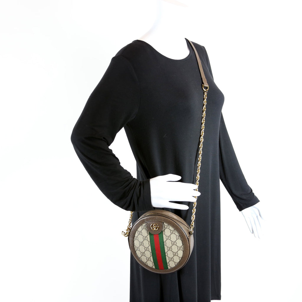 550618 Ophidia Leather Round Small Crossbody