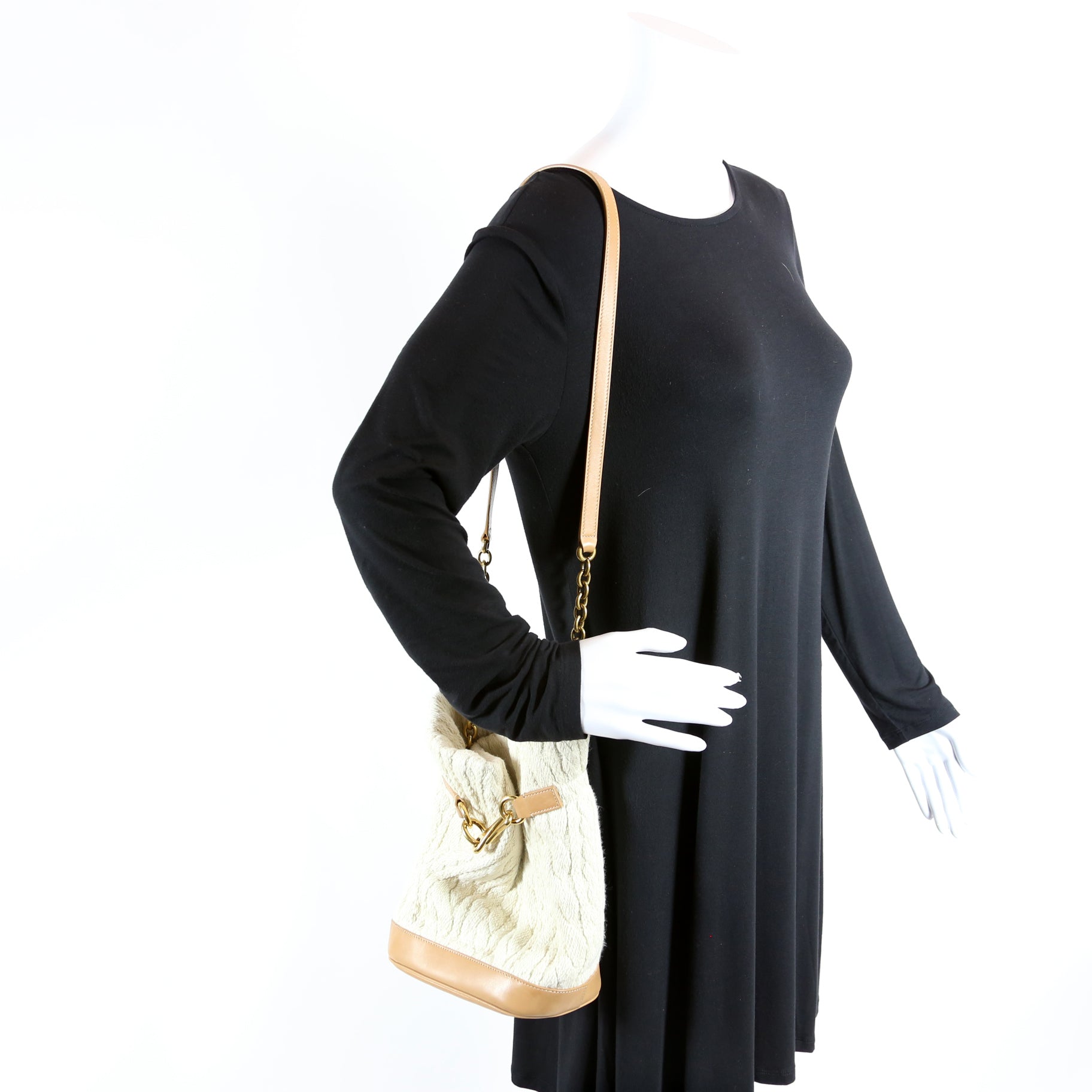Le Maillon Bucket Knit/Calfskin Beige