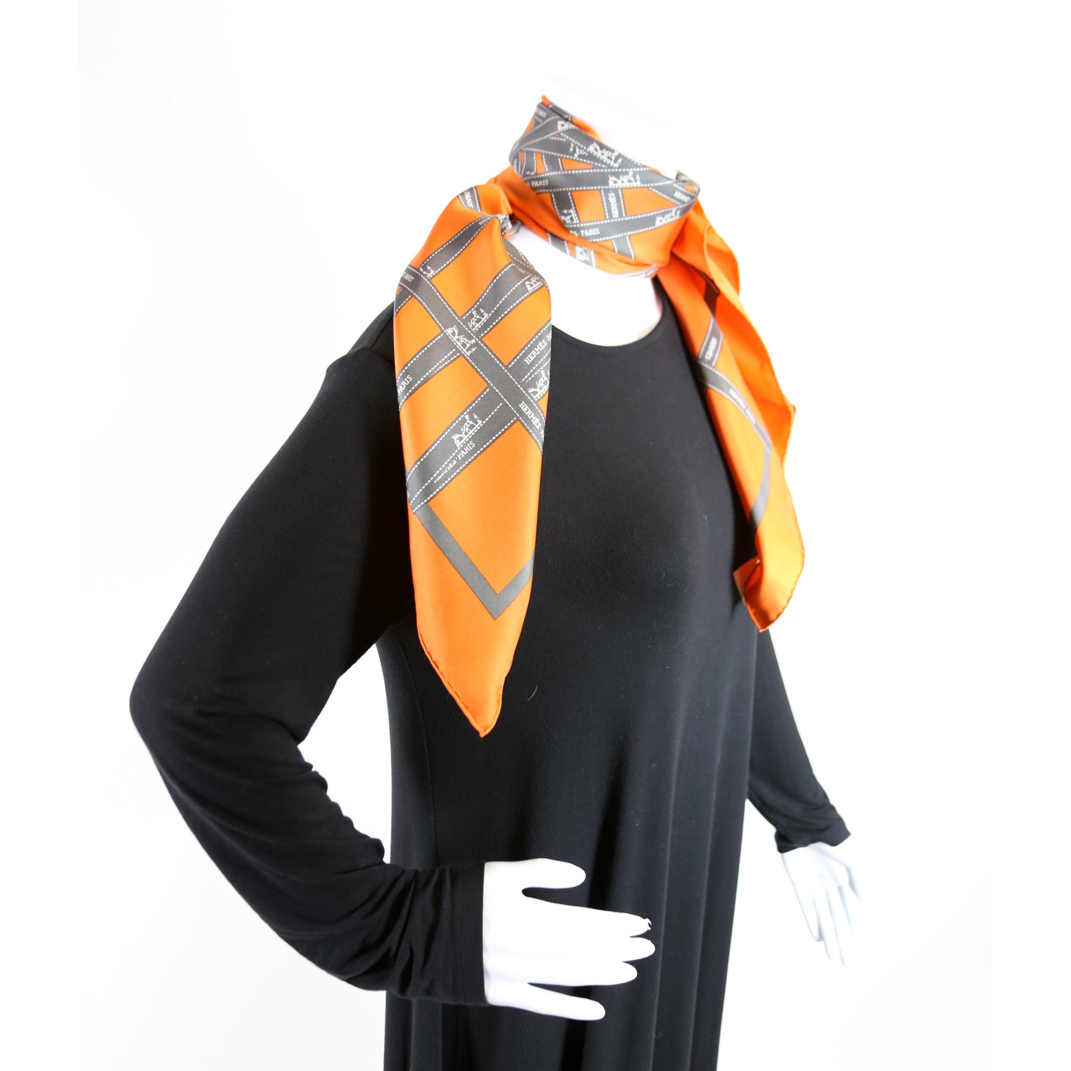 Bolduc 90CM Silk Scarf Orange
