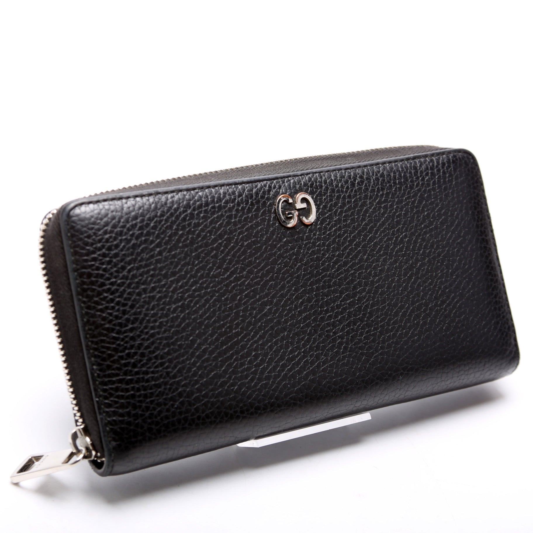 473928 Leather Zip Around Wallet Black