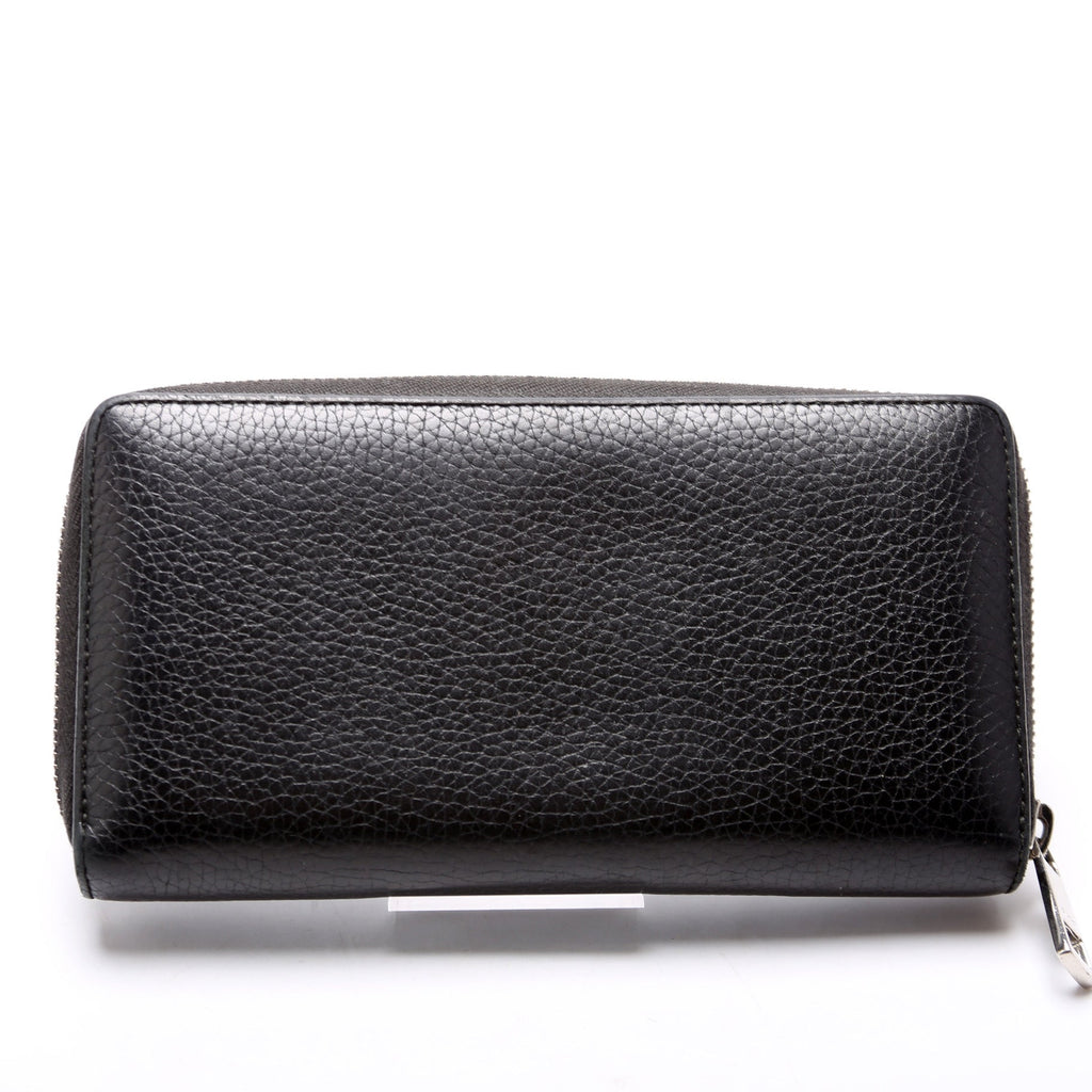 473928 Leather Zip Around Wallet Black