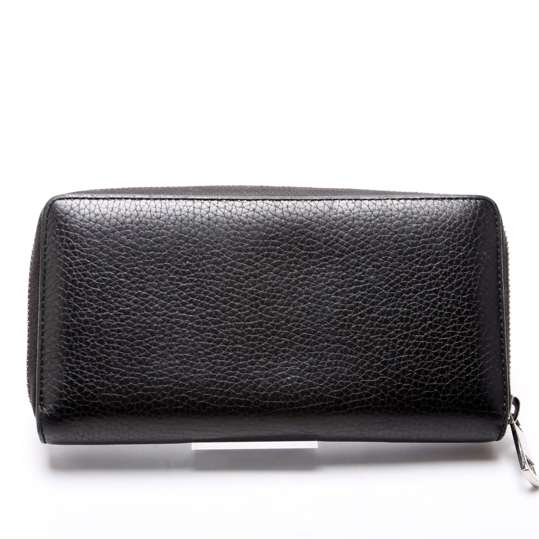 473928 Leather Zip Around Wallet Black