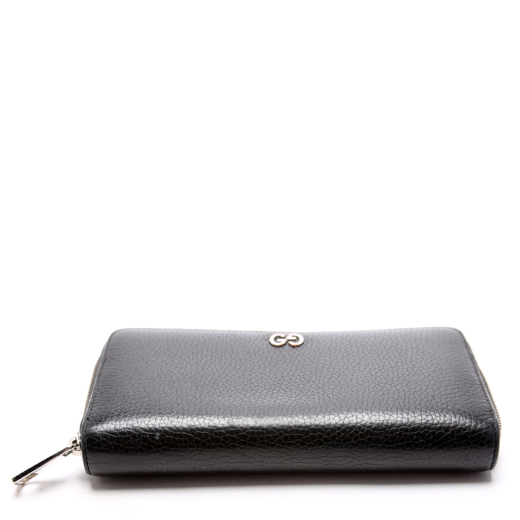 473928 Leather Zip Around Wallet Black