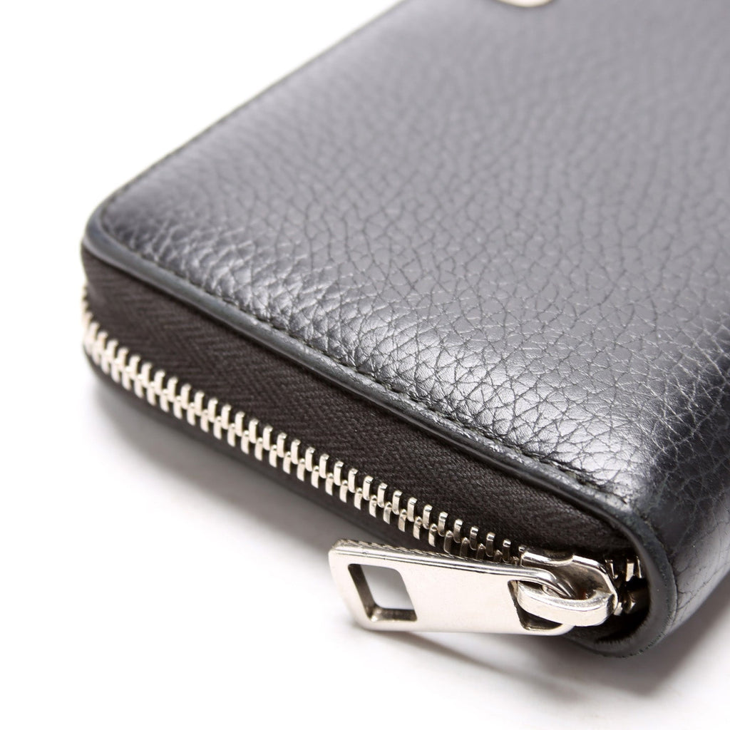 473928 Leather Zip Around Wallet Black
