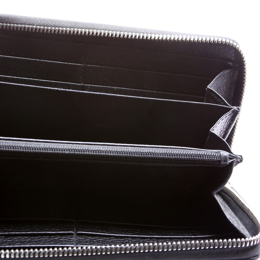 473928 Leather Zip Around Wallet Black