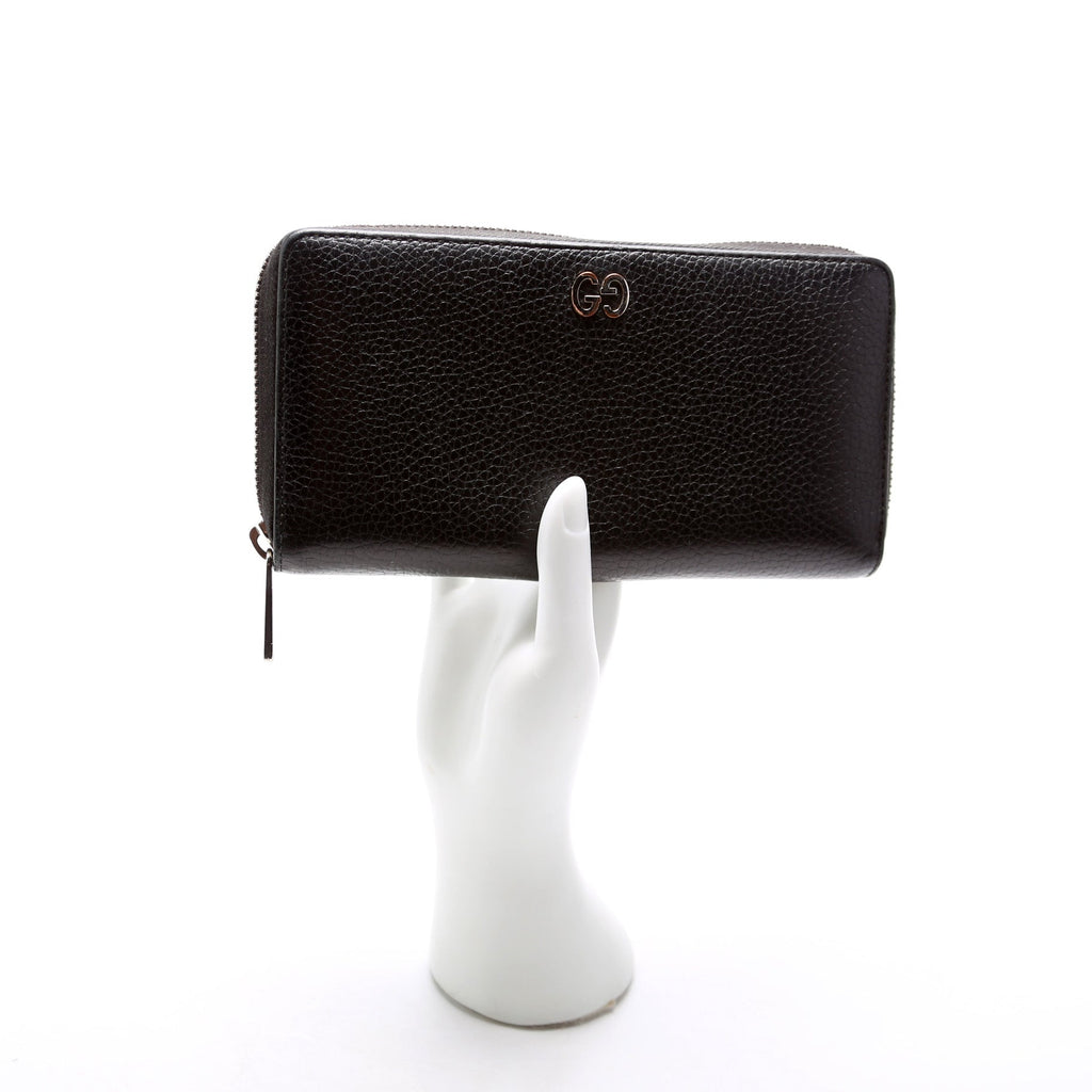 473928 Leather Zip Around Wallet Black