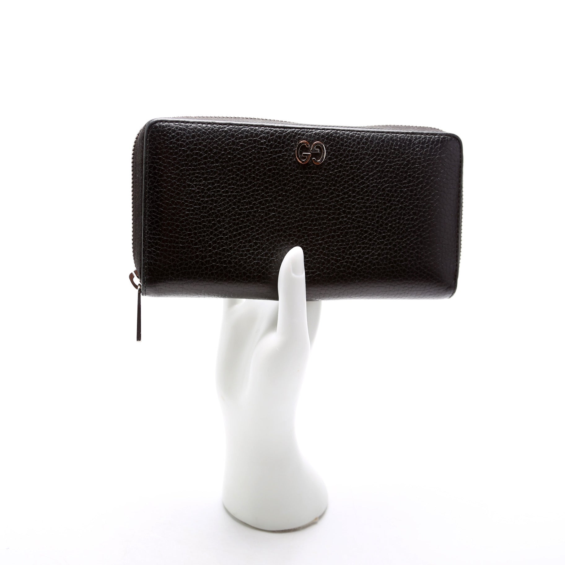 473928 Leather Zip Around Wallet Black