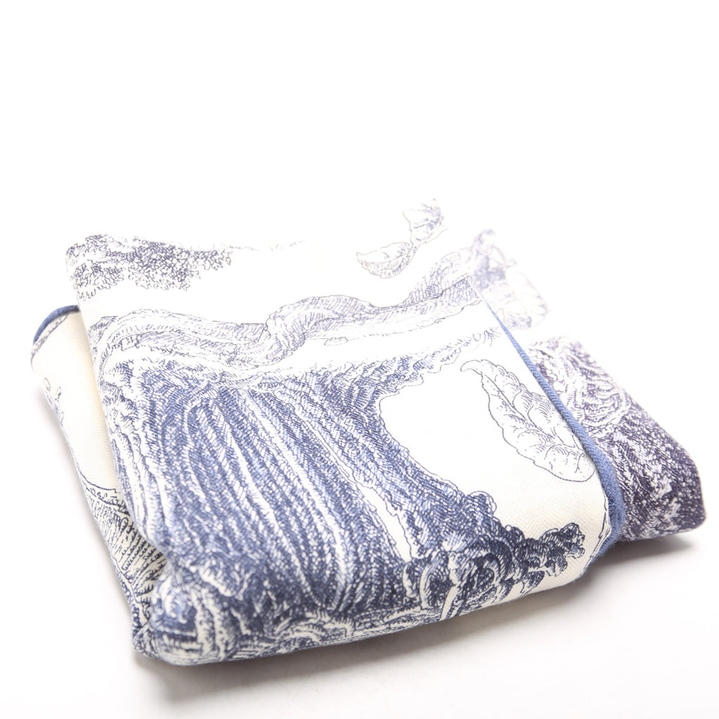 Les Cabanes 140CM Silk Scarf Blue