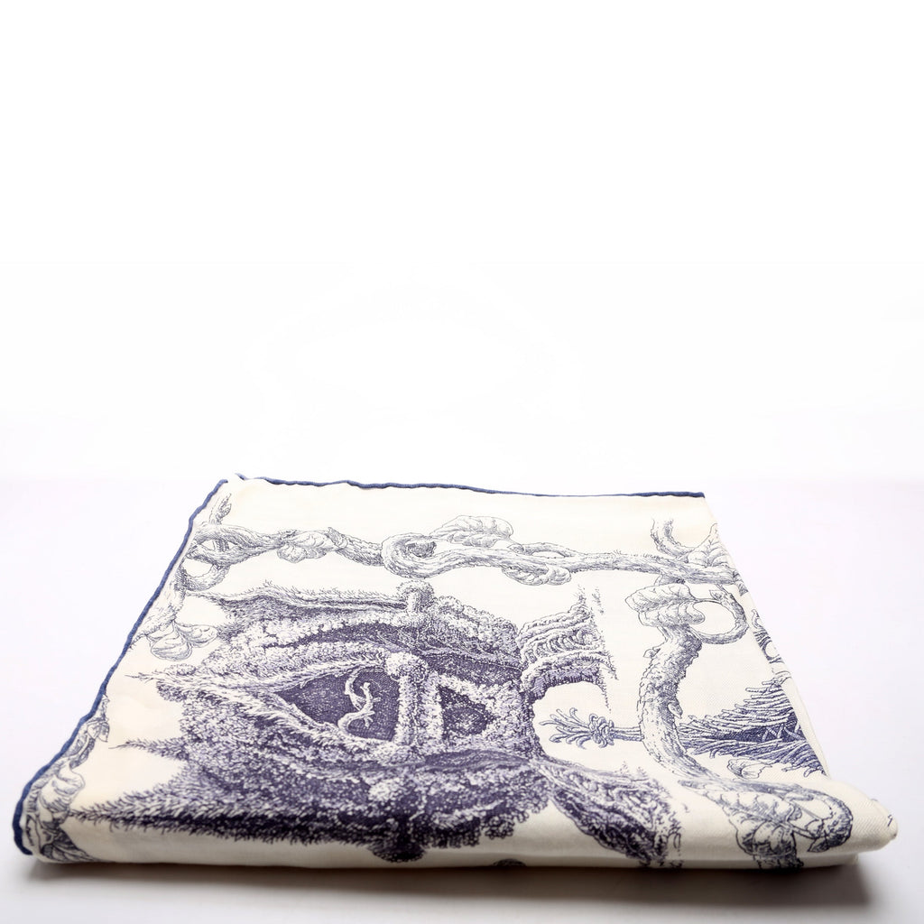 Les Cabanes 140CM Silk Scarf Blue