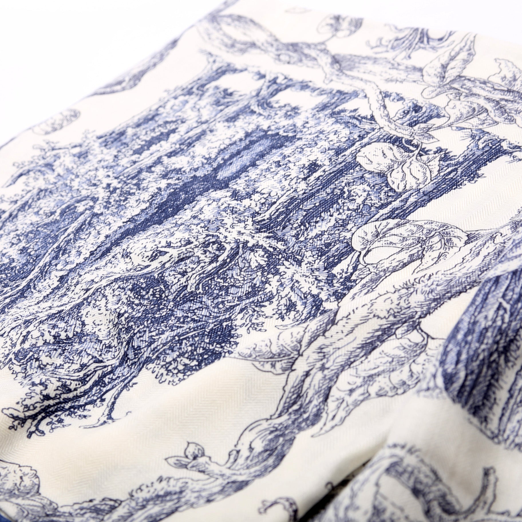 Les Cabanes 140CM Silk Scarf Blue