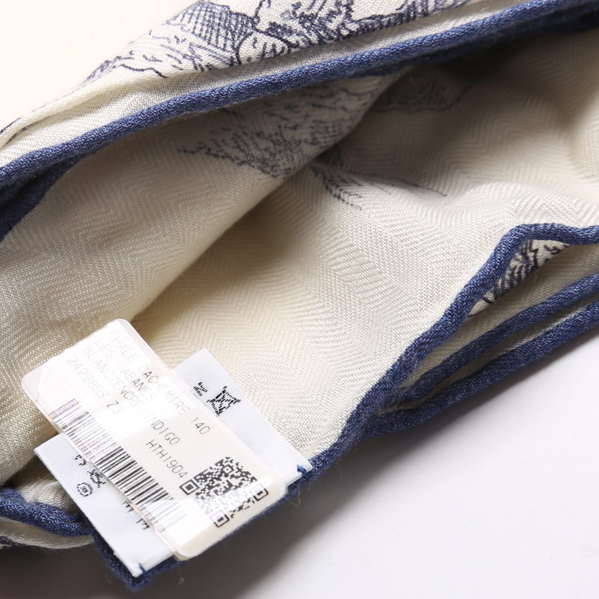 Les Cabanes 140CM Silk Scarf Blue
