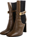 Medusa Safety Pin Leather Booties Size 39