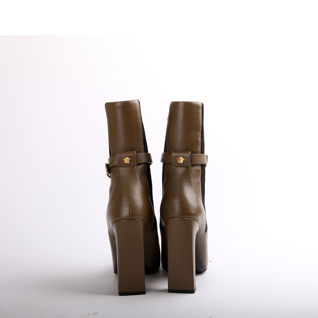 Medusa Safety Pin Leather Booties Size 39