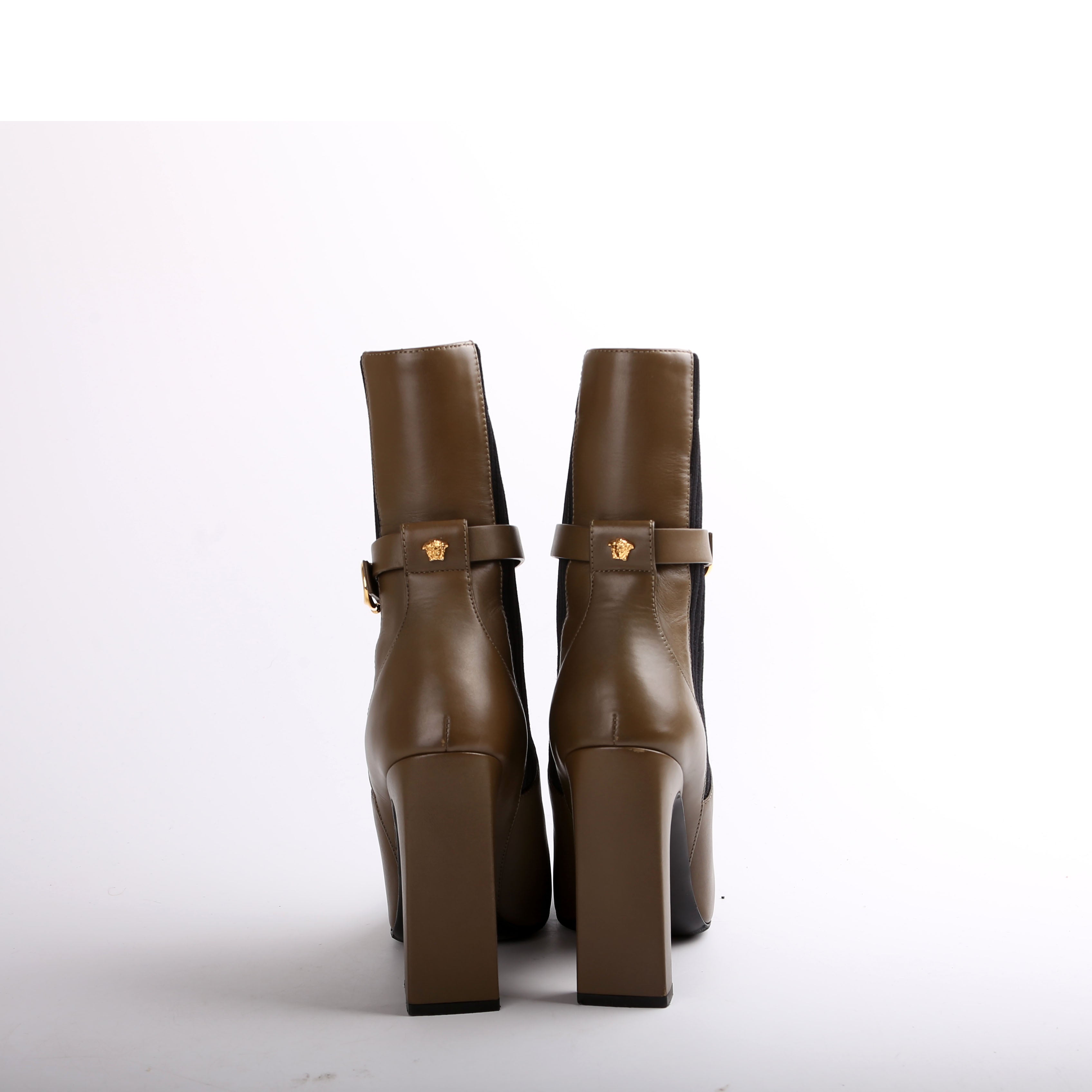 Medusa Safety Pin Leather Booties Size 39