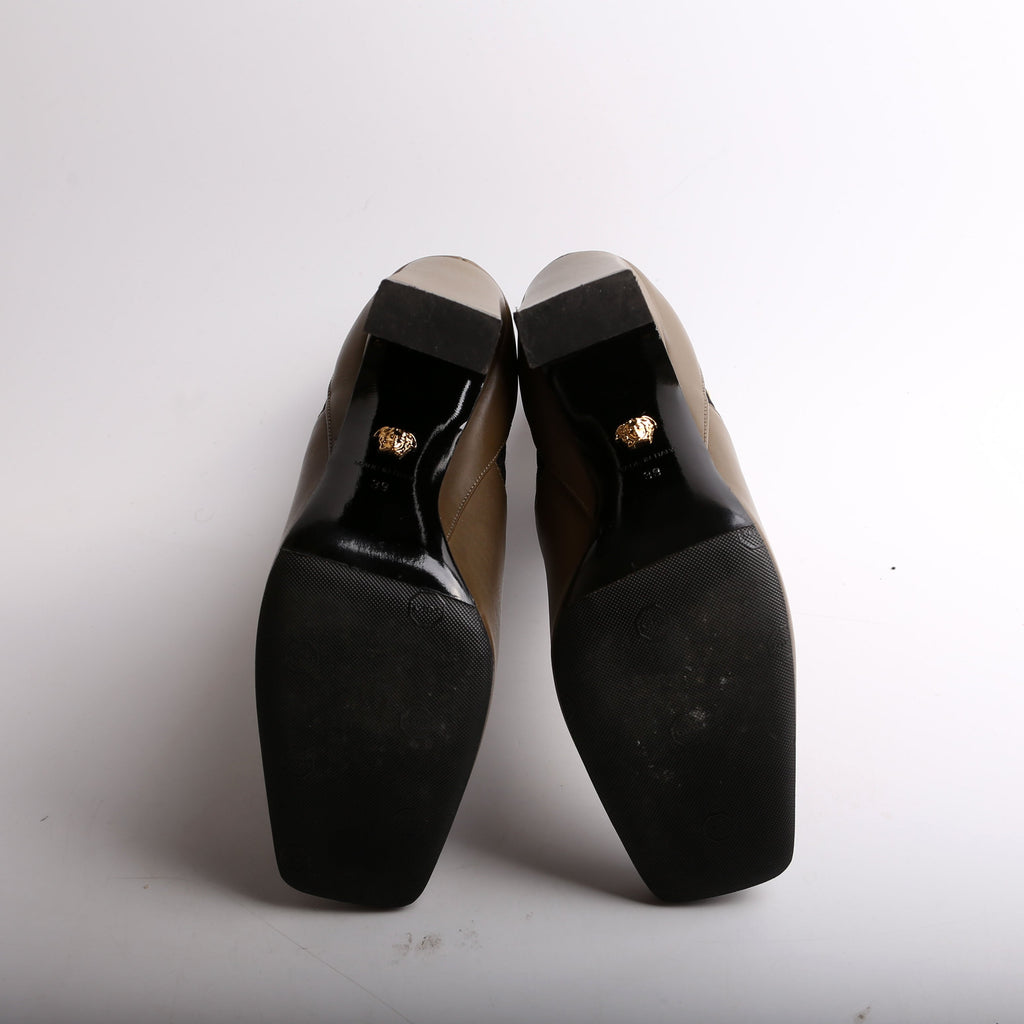 Medusa Safety Pin Leather Booties Size 39