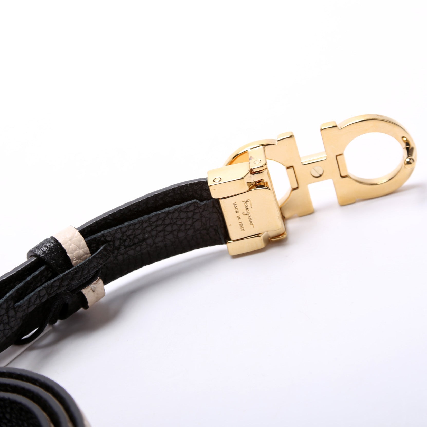 Gancini Buckle Reversible Leather Belt Size 85/34 Beige/Black