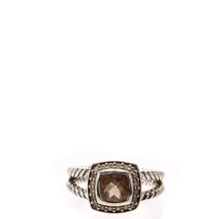 Petite Albion Ring Smoky Quartz/Diamonds/925 Size 7.5
