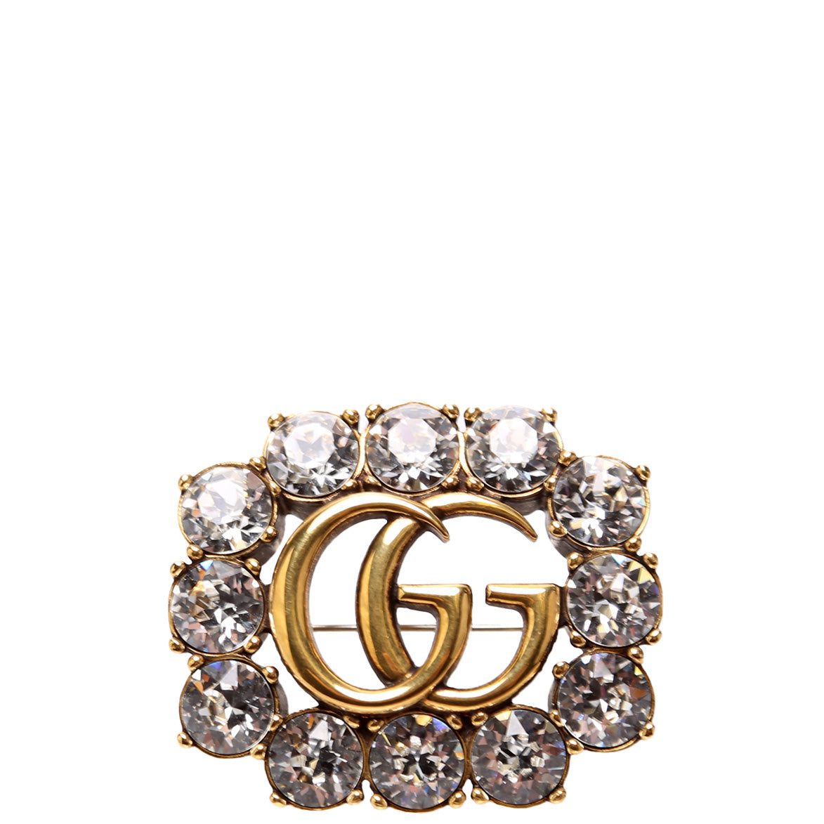 GG Marmont Crystal Brooch Gold
