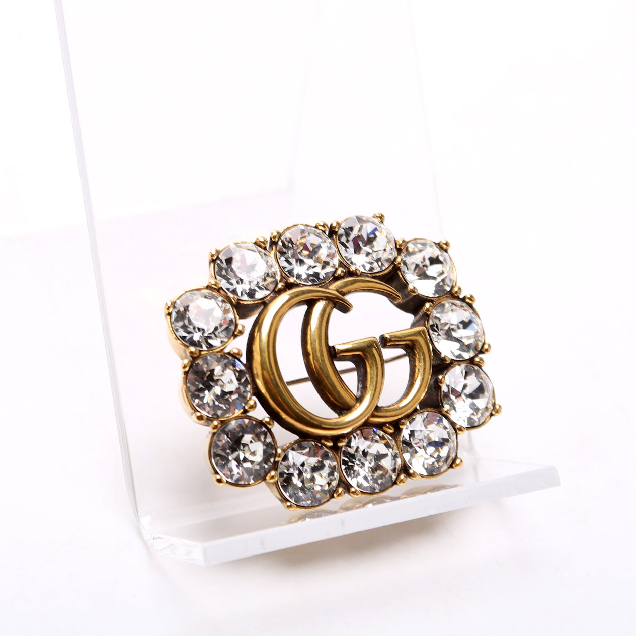 GG Marmont Crystal Brooch Gold