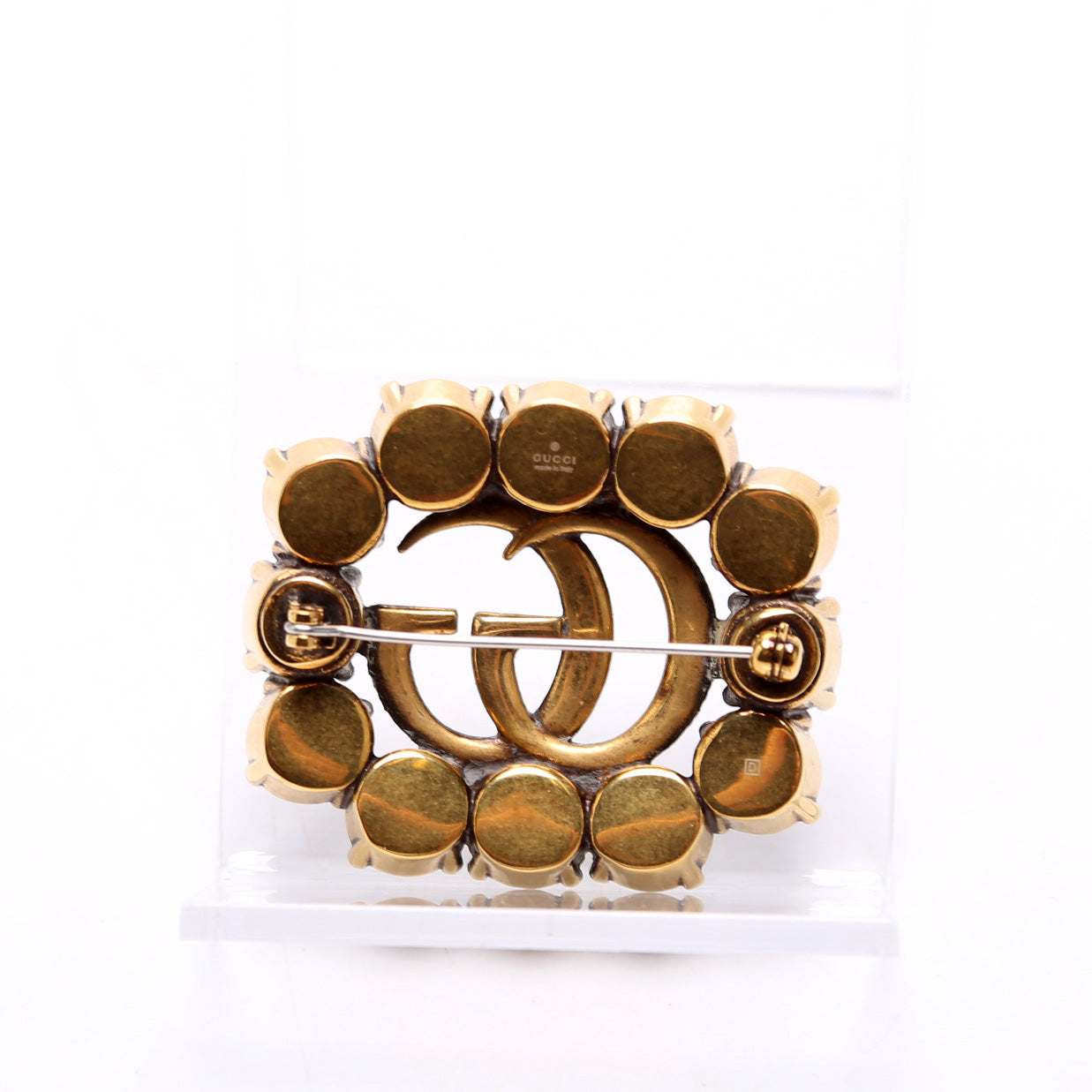 GG Marmont Crystal Brooch Gold