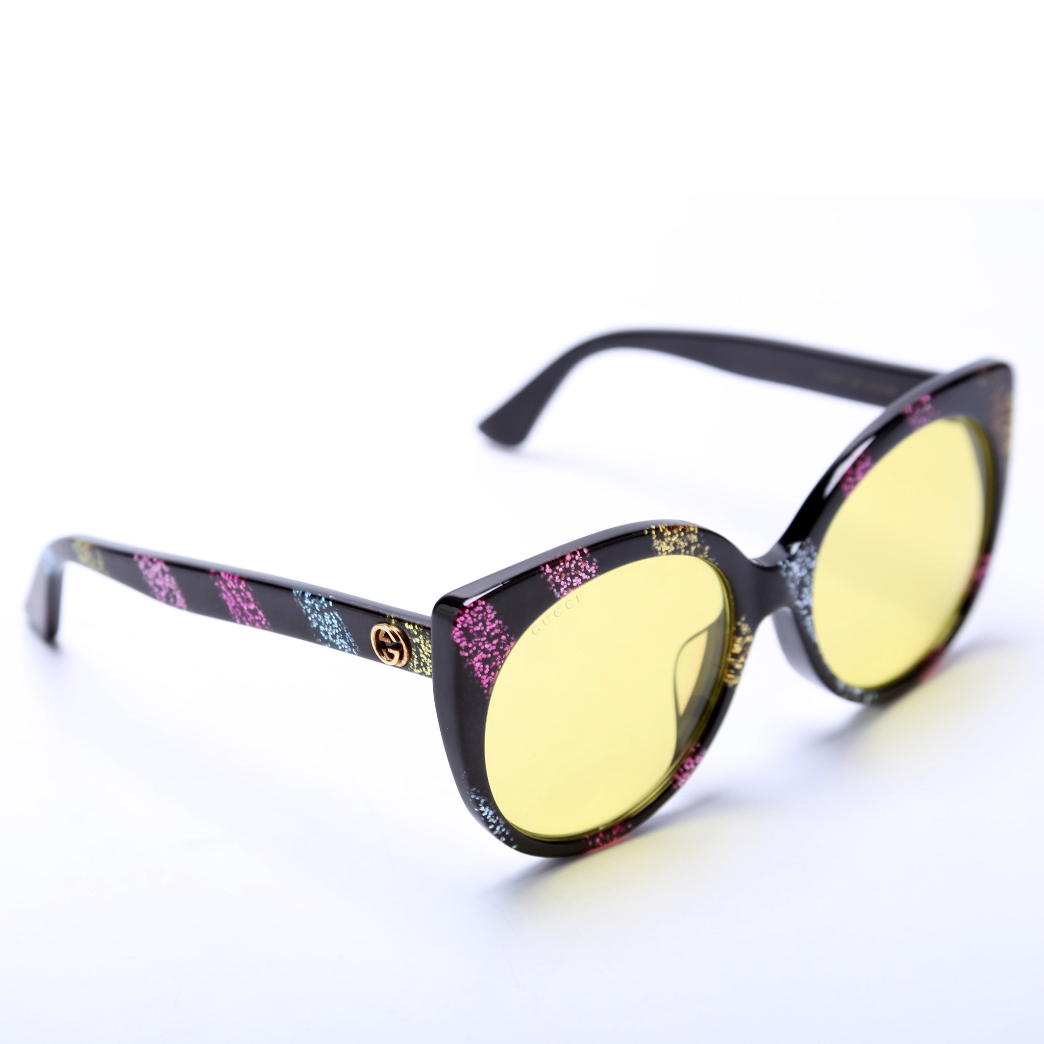 GG0325SA Round Cat Eye Glitter Sunglasses Multicolor/Yellow