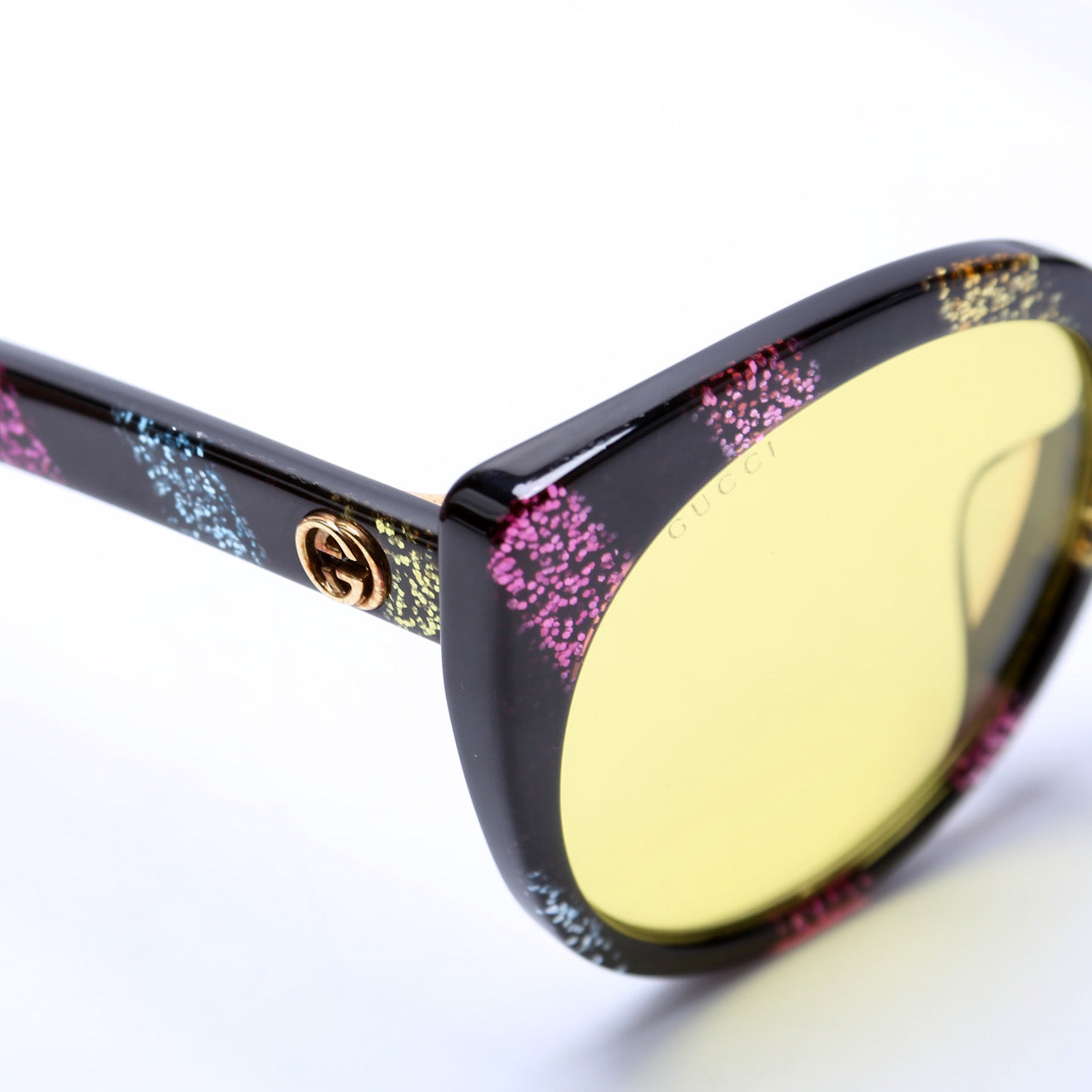 GG0325SA Round Cat Eye Glitter Sunglasses Multicolor/Yellow