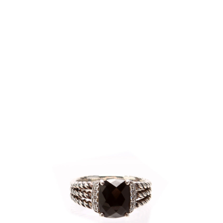Petite Wheaton 10MM 925/Onyx/Diamonds Ring Size 8 Silver/Black