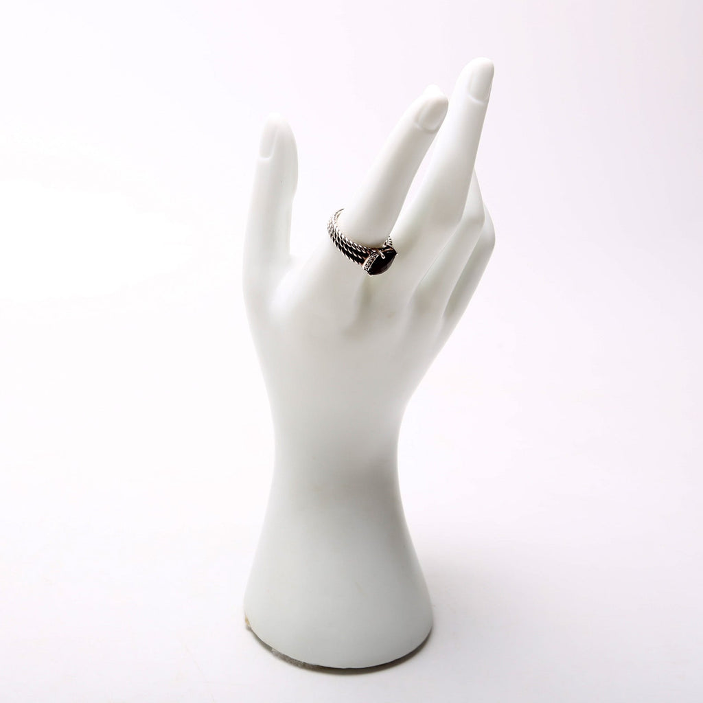 Petite Wheaton 10MM 925/Onyx/Diamonds Ring Size 8 Silver/Black