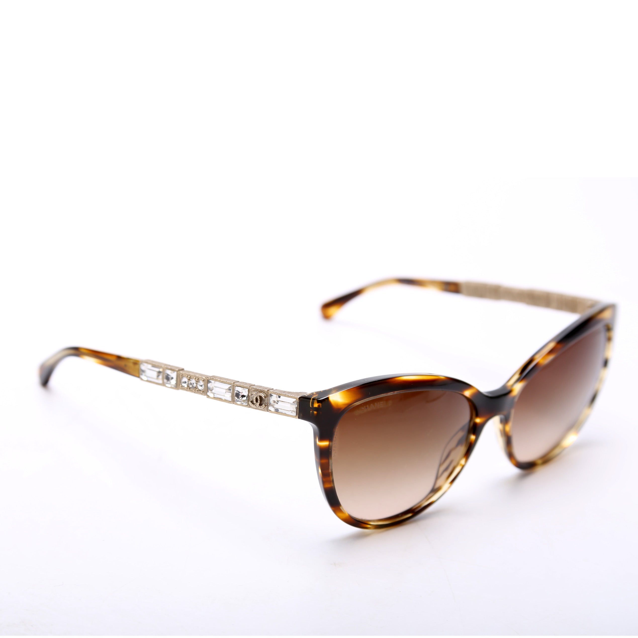 5307-B CC Crystal Baguette Sunglasses Brown/Gold