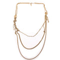 Crystal CC Mutli Chain Long Necklace Gold