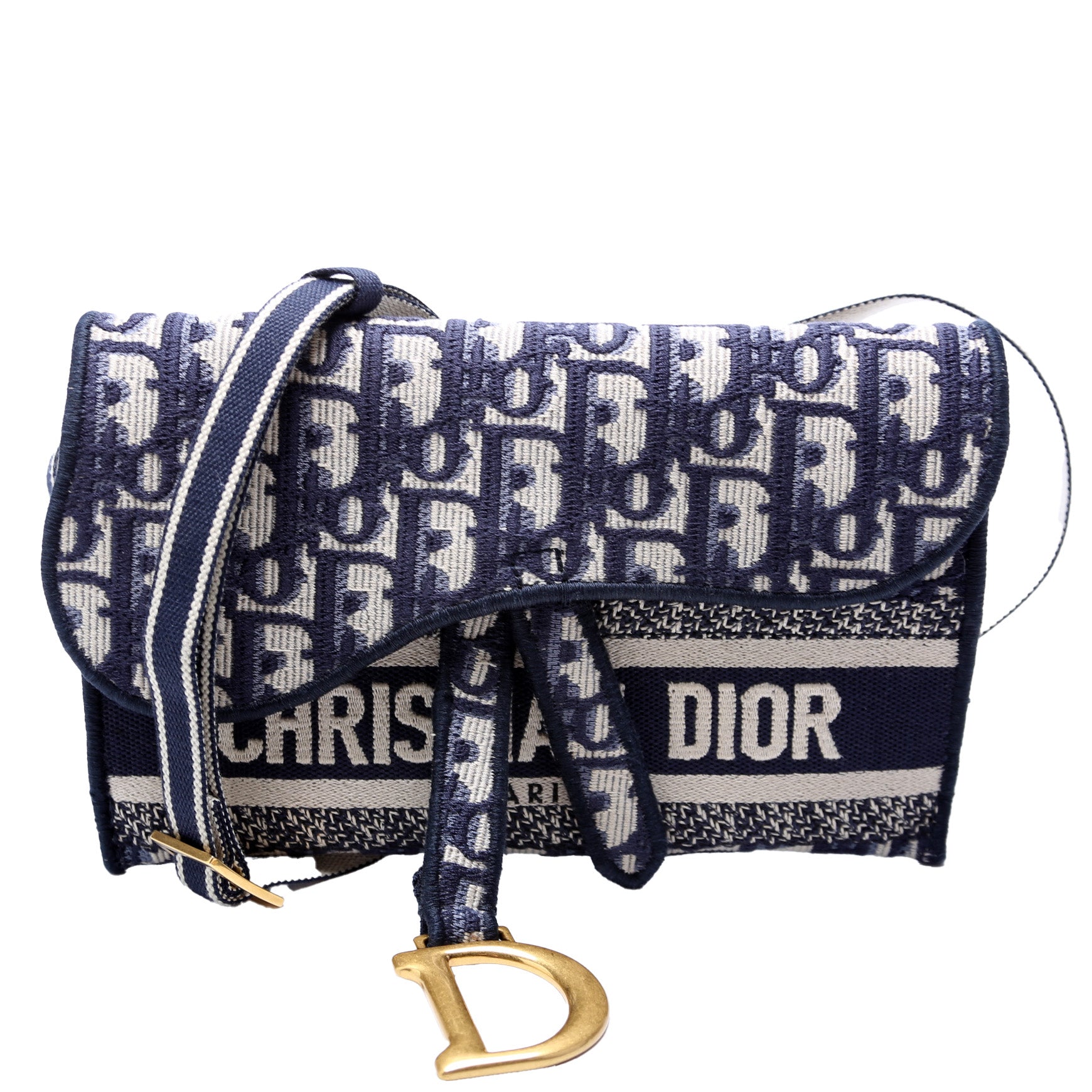 Slim Saddle Belt Bag Oblique Navy