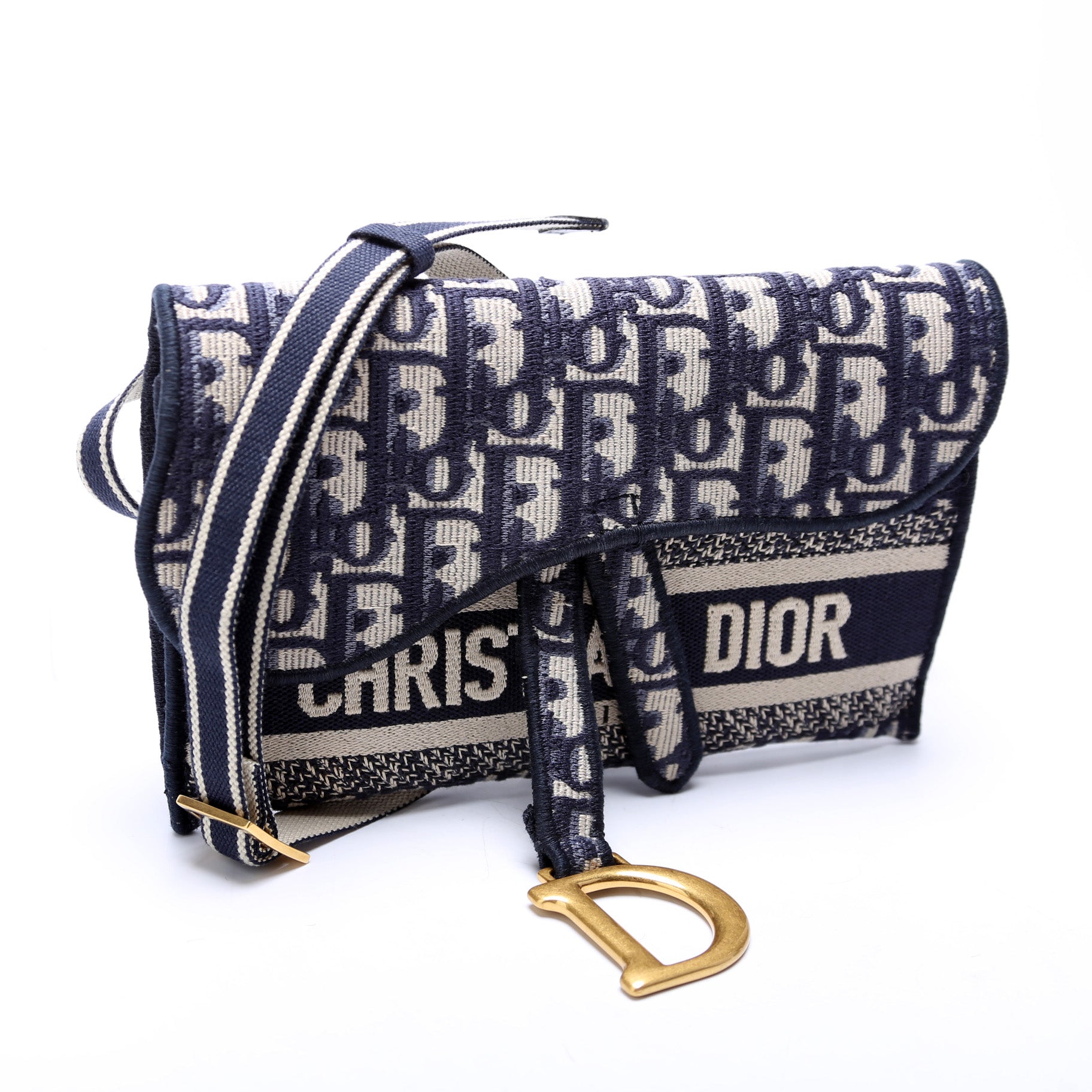 Slim Saddle Belt Bag Oblique Navy