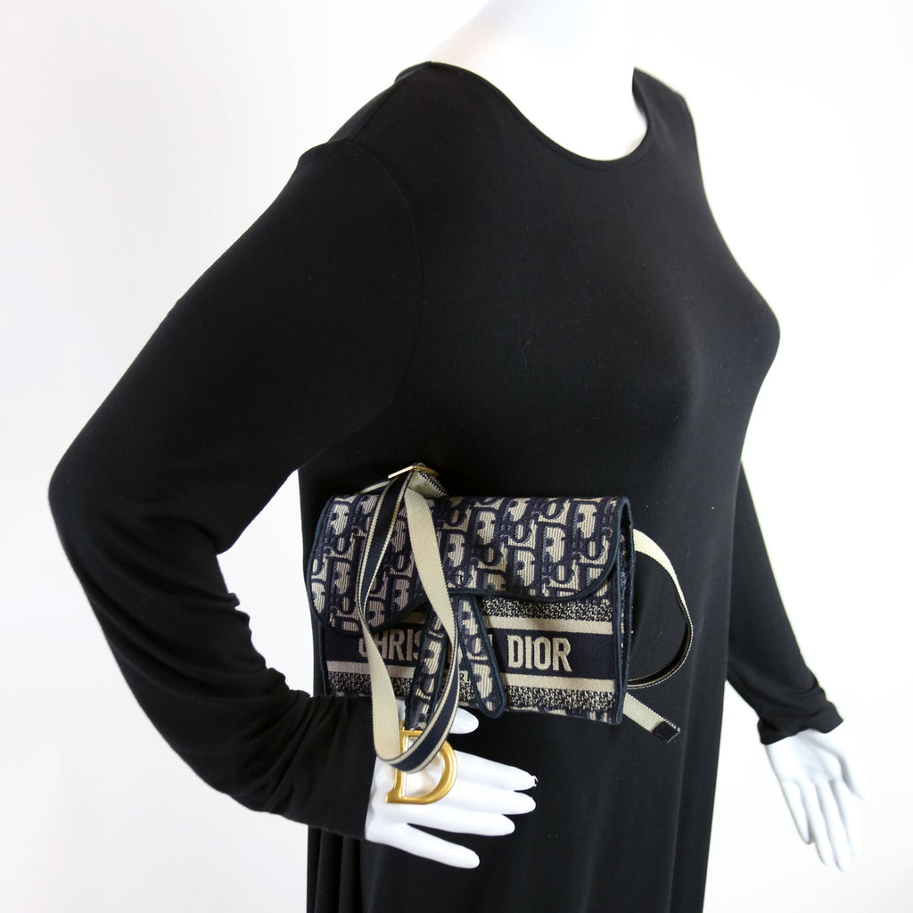 Slim Saddle Belt Bag Oblique Navy