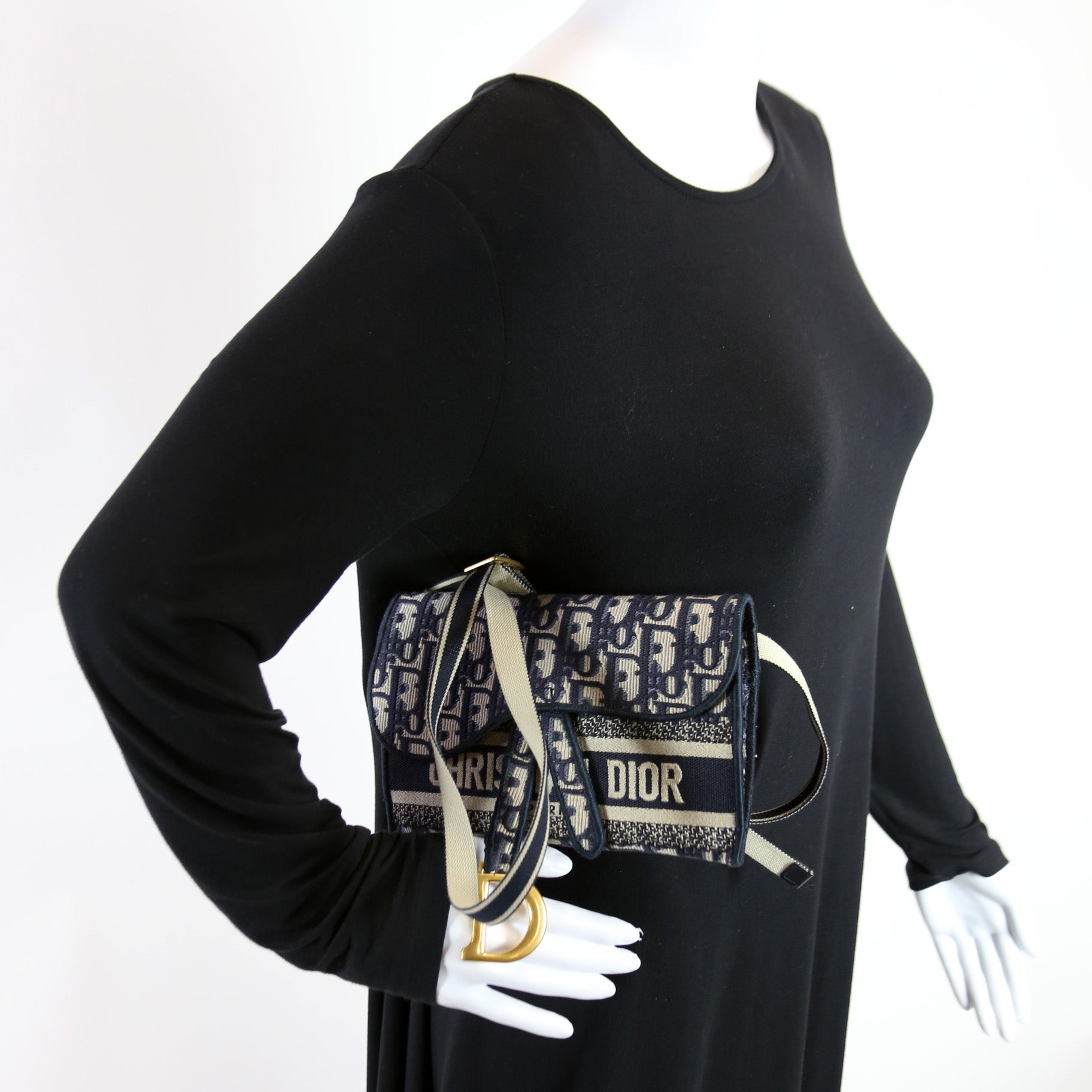 Slim Saddle Belt Bag Oblique Navy