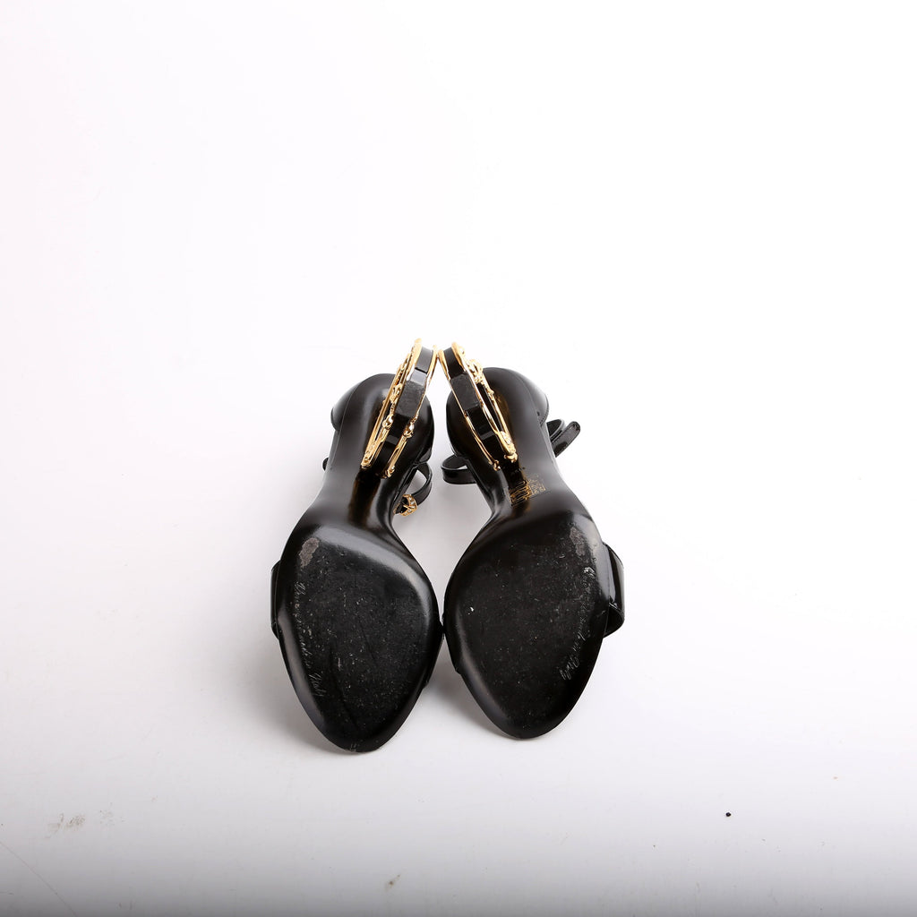 Sculpted Baroque Logo Sandals Size 36.5