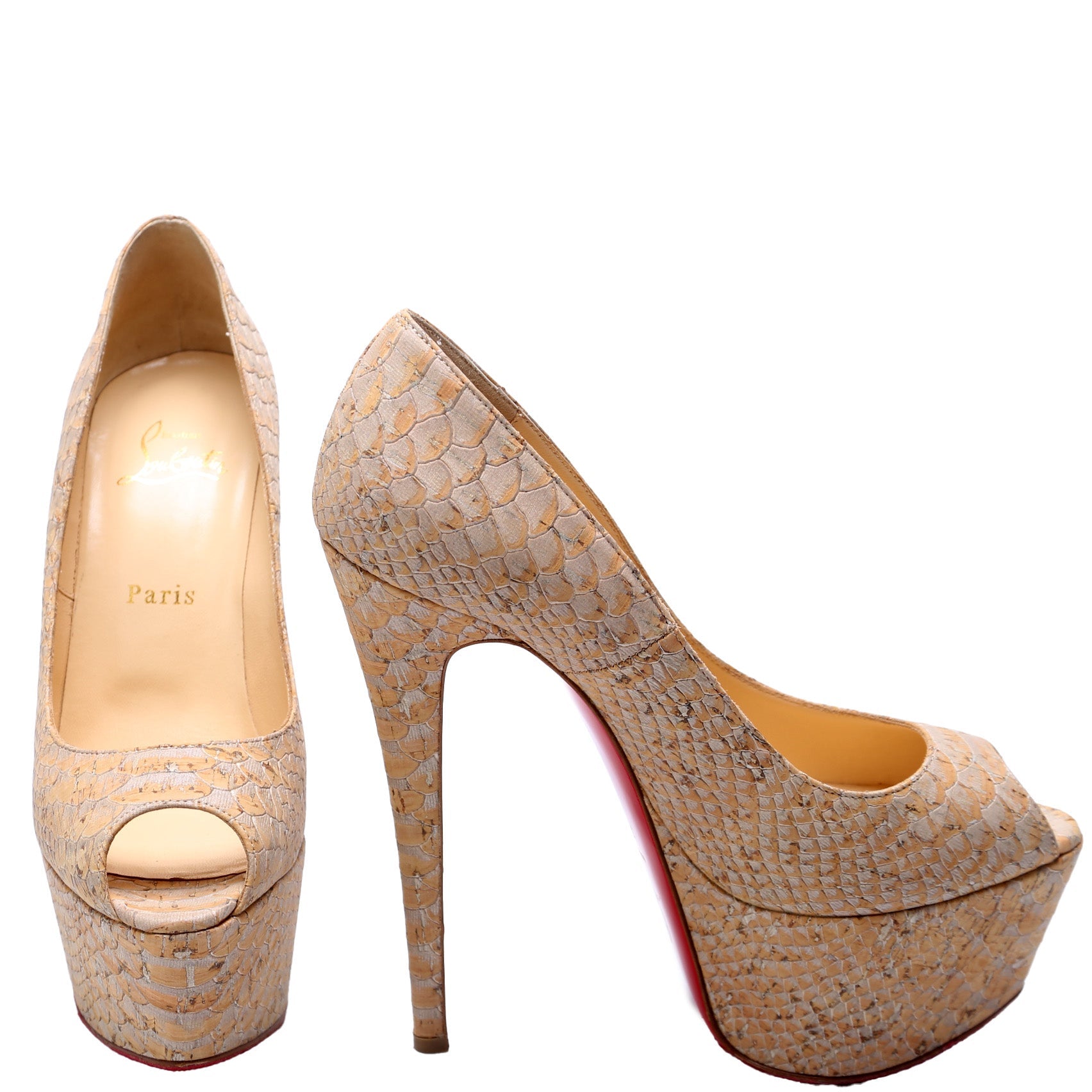 Jamie 160MM Snake Embossed Pumps Size 38.5 Tan