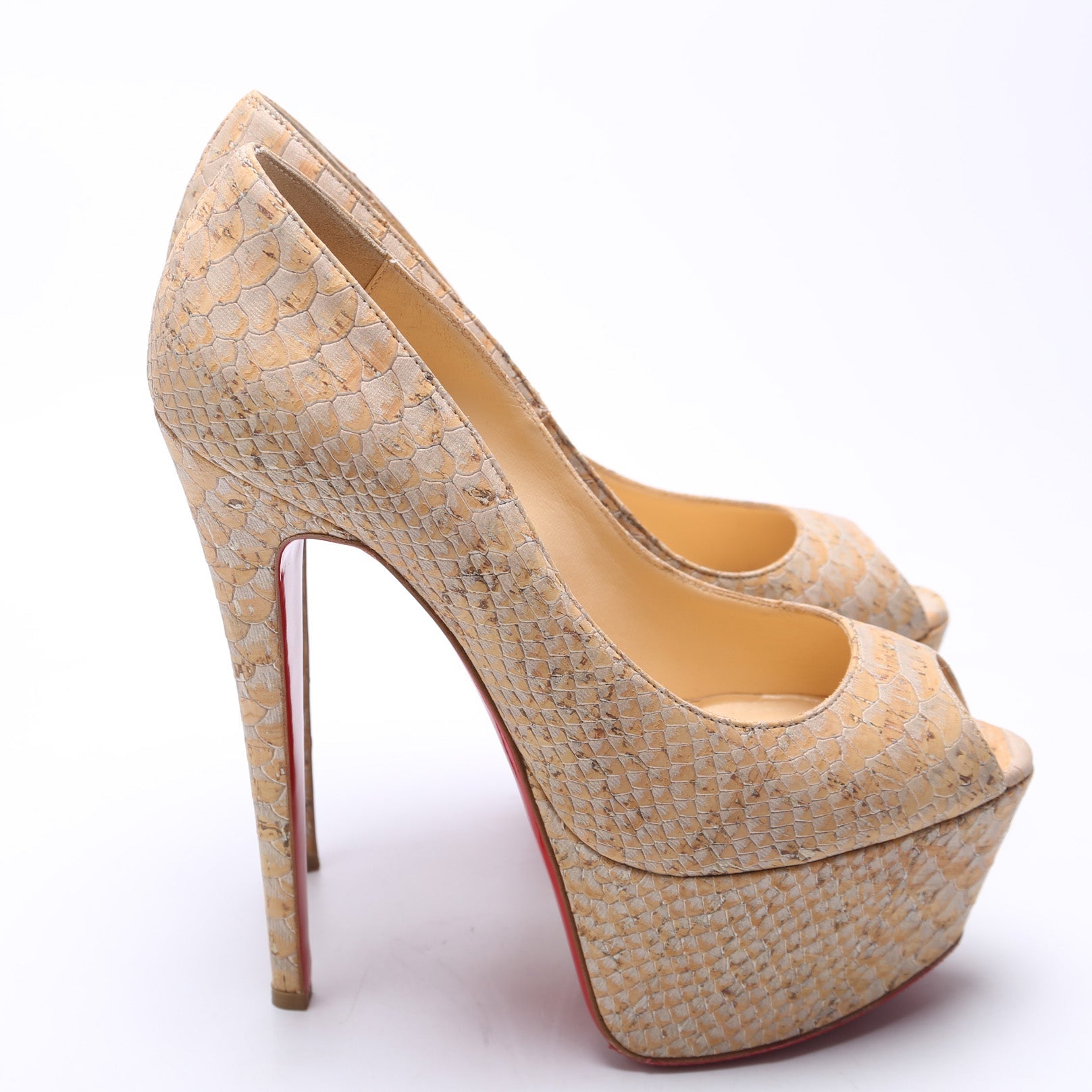 Jamie 160MM Snake Embossed Pumps Size 38.5 Tan